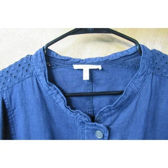 Maurices Top 3X Navy Blue Long Sleeve Shirt Jacket Women's Snap Closure - Picture 2 of 7